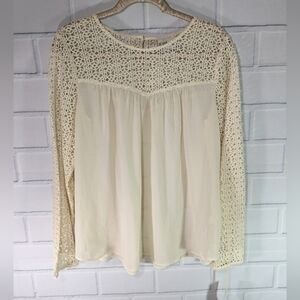 Isani Cream Sheer/Crochet Top Boho